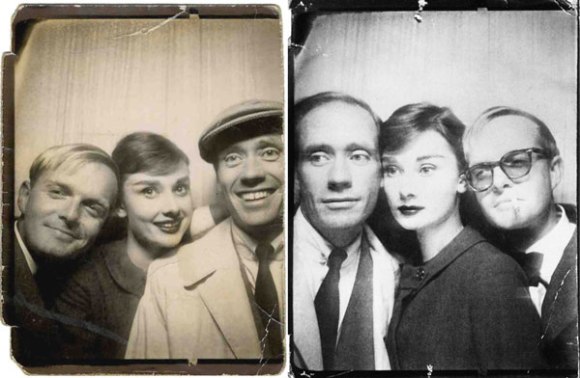 Truman Capote, Audrey Hepburn y su marido Mel Ferrer (lo aclaramos por si no sabíais quien era el tercero) 